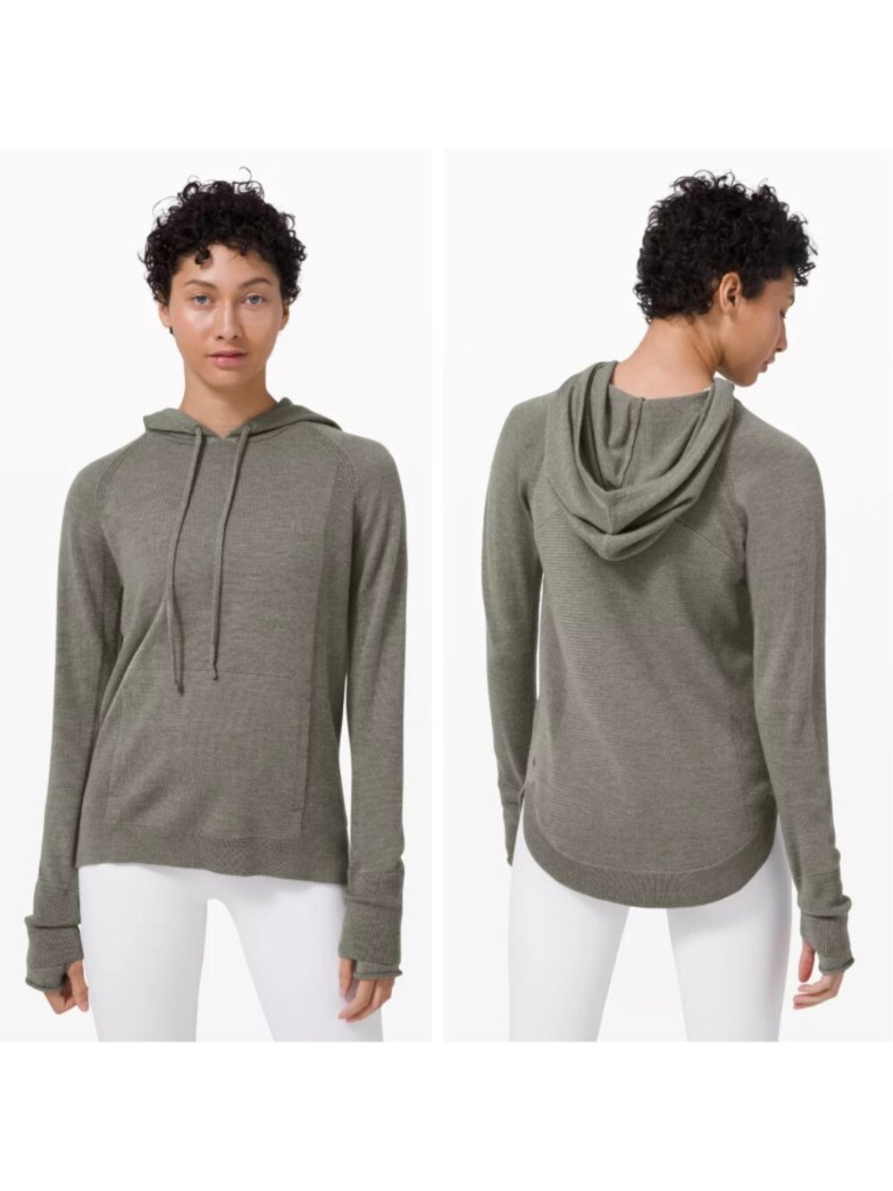 Lululemon Light Merino Wool Hoodie Dry Green